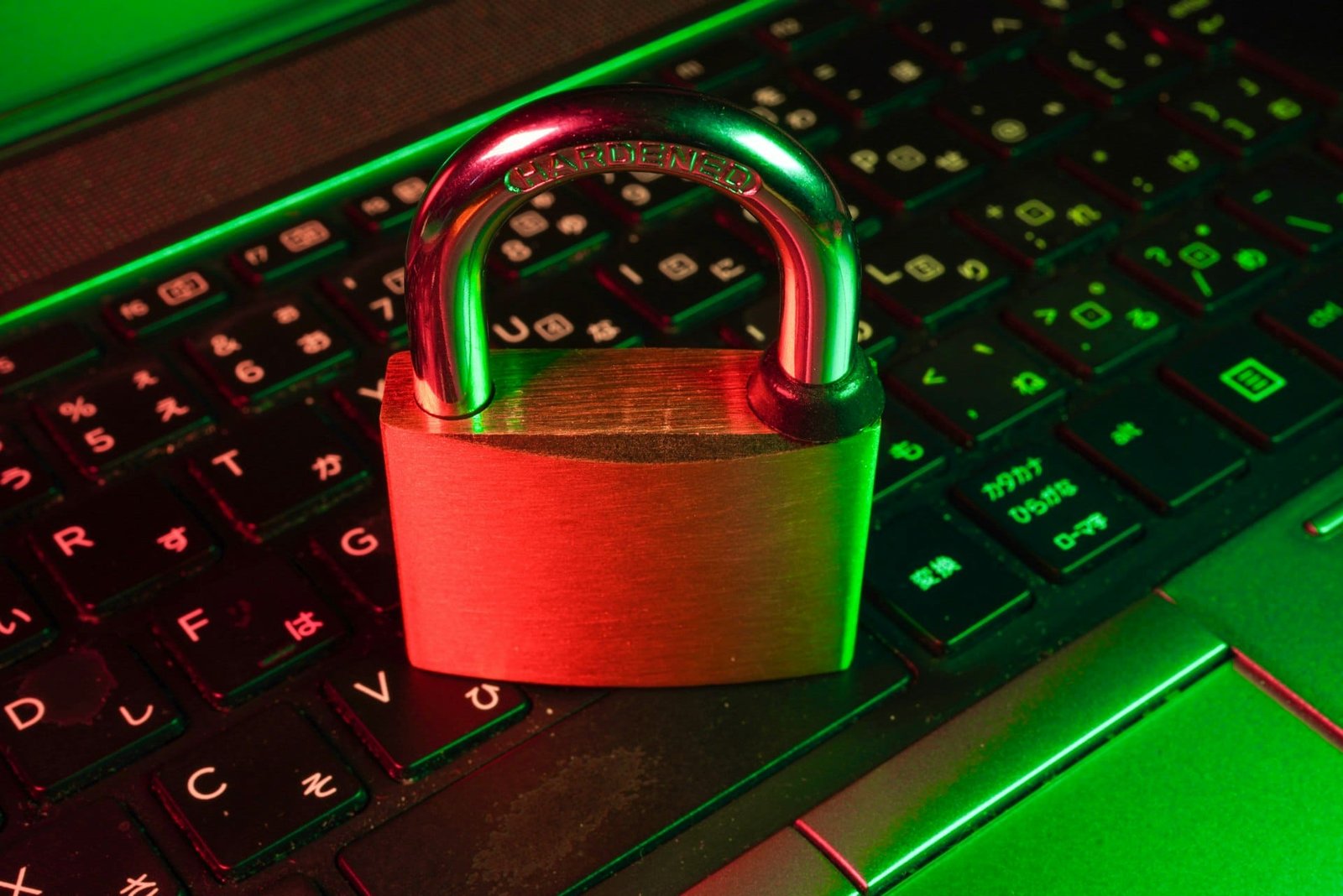 Padlock on a keyboard, representing data privacy